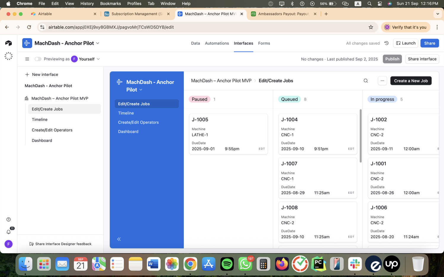 Manufacturing Job & Machine Scheduling App (Airtable) screenshot 3